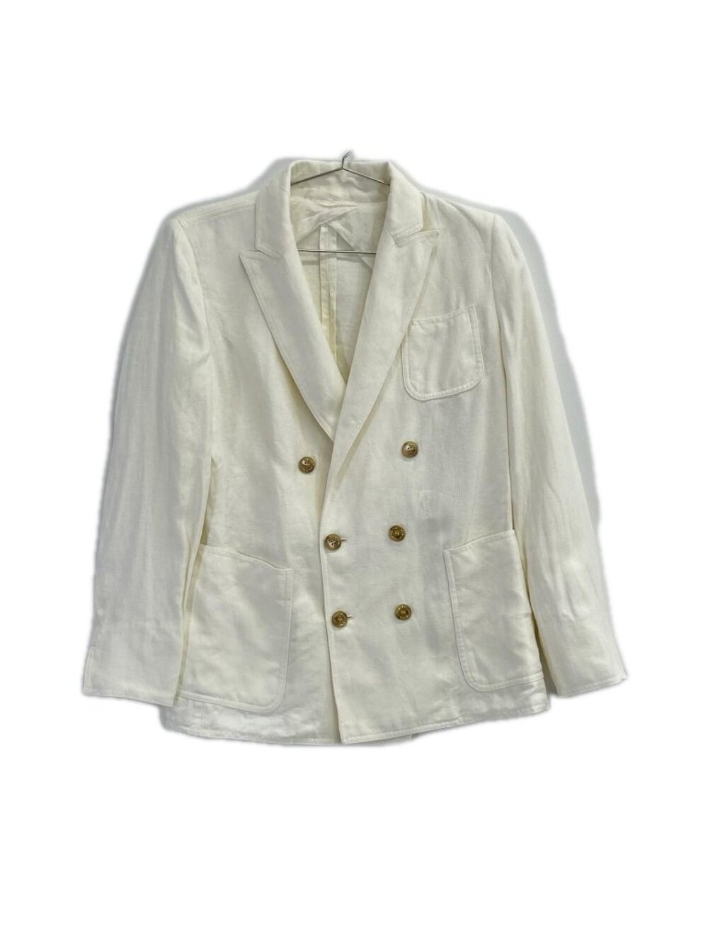 Max Mara White Linen Bijou Decorative Button Double Breasted Jacket 32